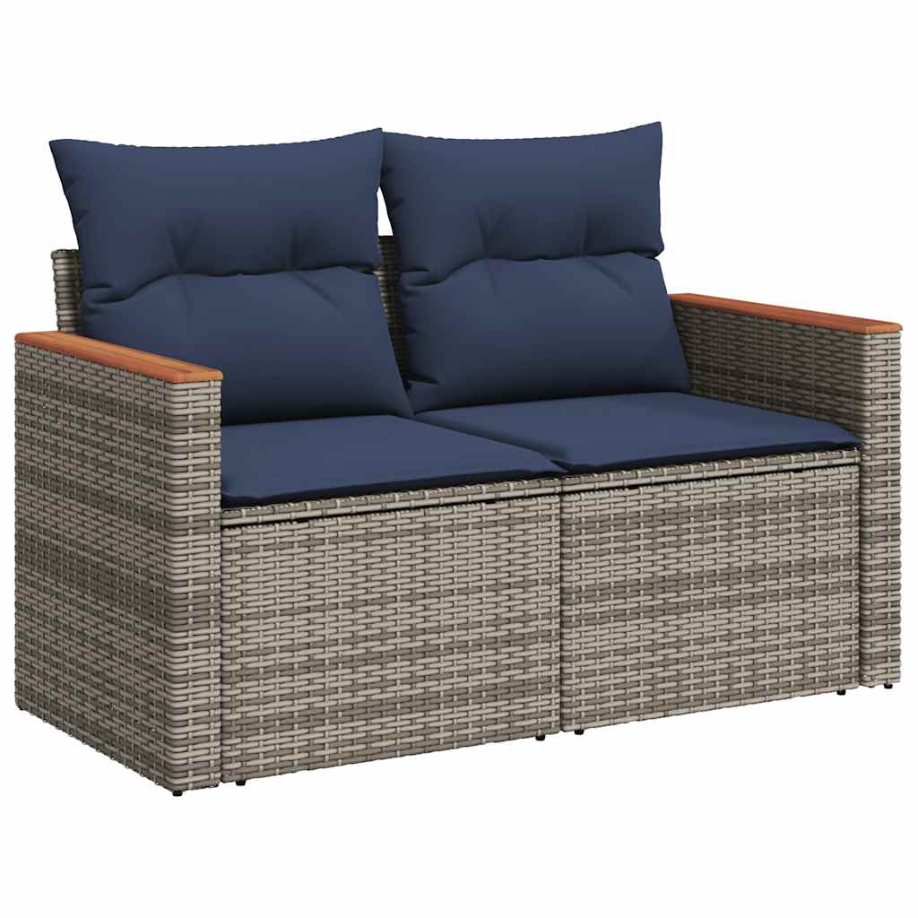 sofasæt til haven 9 dele med hynder polyrattan grå