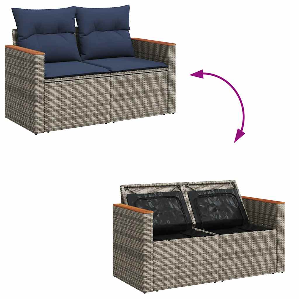 sofasæt til haven 9 dele med hynder polyrattan grå