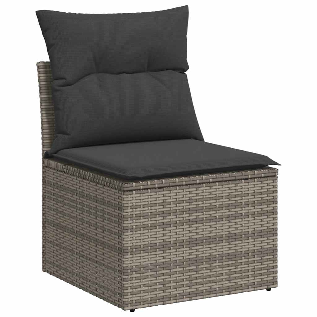 sofaesæt til haven 7 dele med hynder polyrattan akacietræ grå