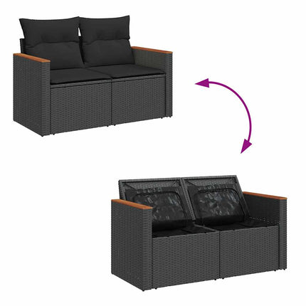 sofasæt til haven 9 dele med hynder polyrattan akacietræ sort