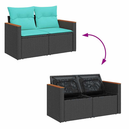 sofasæt til haven 9 dele med hynder polyrattan sort