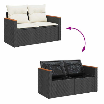 sofasæt til haven 10 dele med hynder polyrattan akacietræ sort