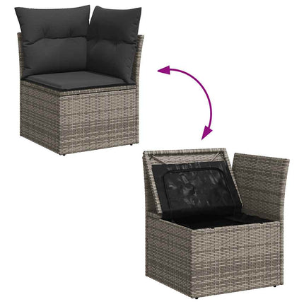 sofasæt til haven 10 dele med hynder polyrattan akacietræ grå