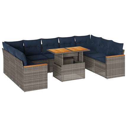sofasæt til haven 10 dele med hynder polyrattan grå