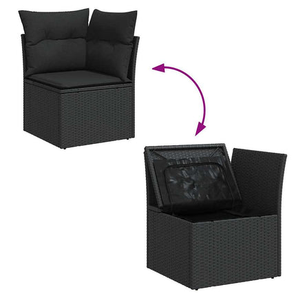 sofasæt til haven 7 dele med hynder polyrattan akacietræ sort