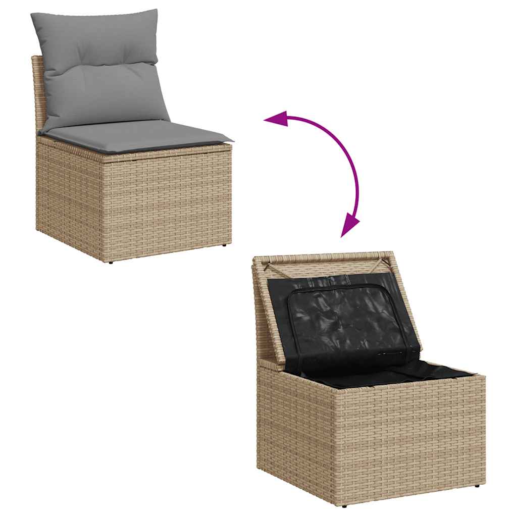 sofasæt til haven 8 dele med hynder polyrattan akacietræ beige