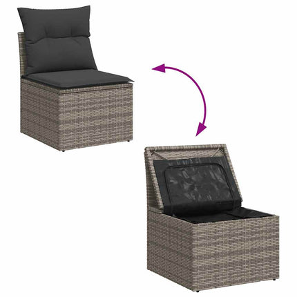 sofasæt til haven 9 dele med hynder polyrattan akacietræ grå