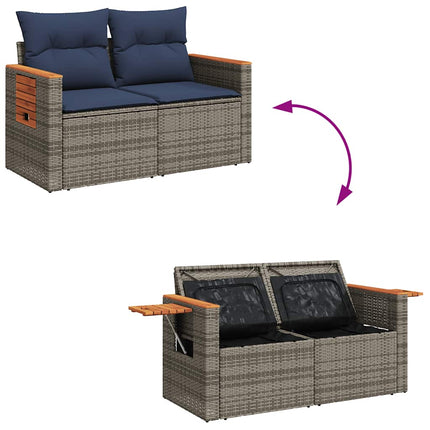 sofasæt 5 dele med hynder polyrattan akacietræ grå