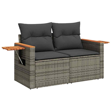 sofasæt til haven 6 dele med hynder polyrattan akacietræ grå