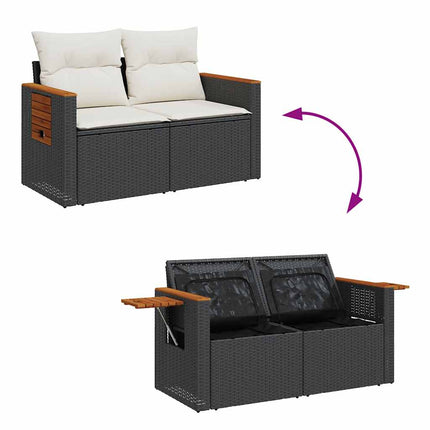 sofasæt til haven 9 dele med hynder polyrattan akacietræ sort