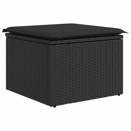 sofasæt til haven 7 dele med hynder polyrattan akacietræ sort