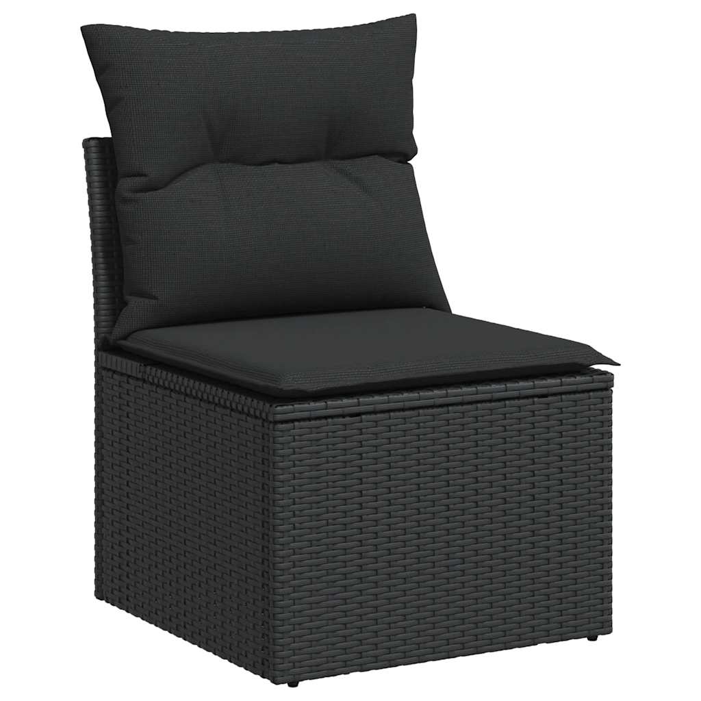 sofasæt til haven 10 dele med hynder polyrattan akacietræ sort