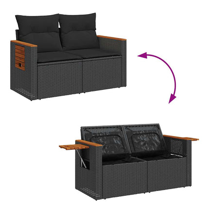 sofasæt til haven 10 dele med hynder polyrattan akacietræ sort