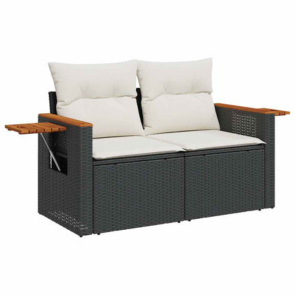 sofasæt til haven 10 dele med hynder polyrattan akacietræ sort