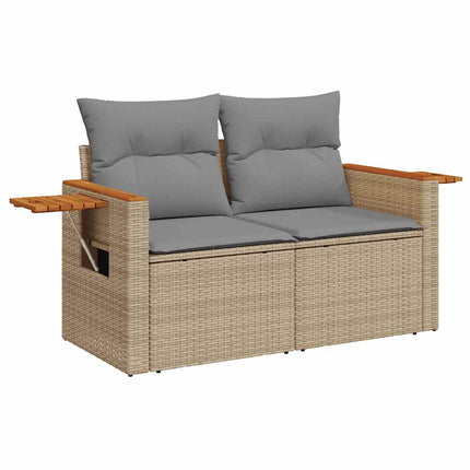 sofasæt til haven 10 dele med hynder polyrattan akacietræ beige