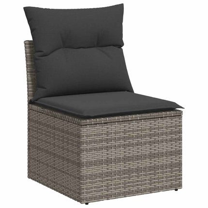 loungesæt til haven 11 dele med hynder polyrattan akacietræ grå