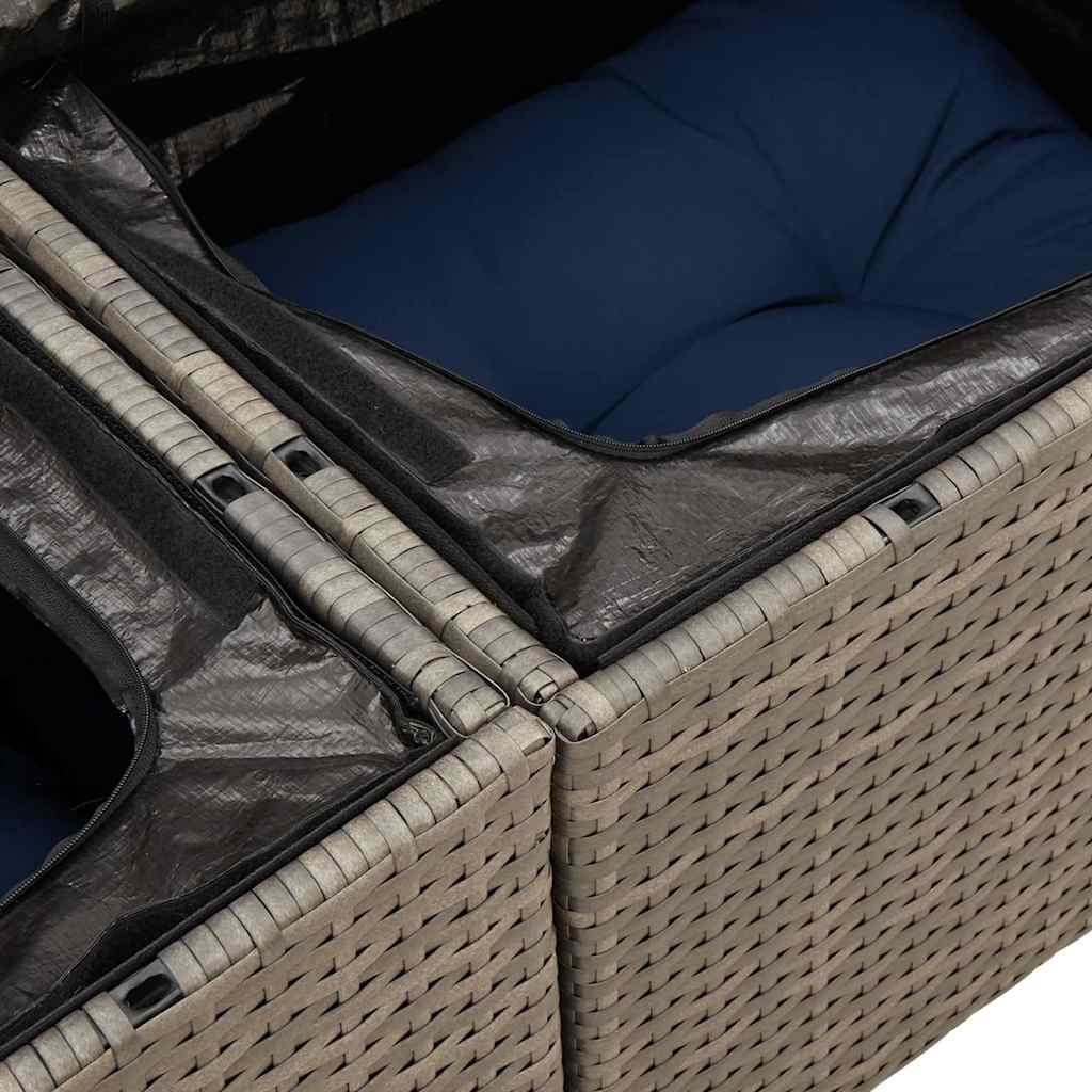 sofasæt 5 dele med hynder polyrattan akacietræ grå