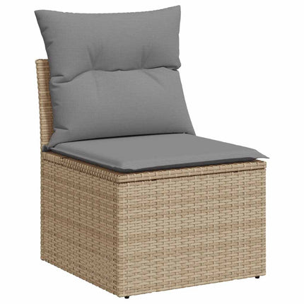 sofasæt til haven 7 dele med hynder polyrattan akacietræ beige