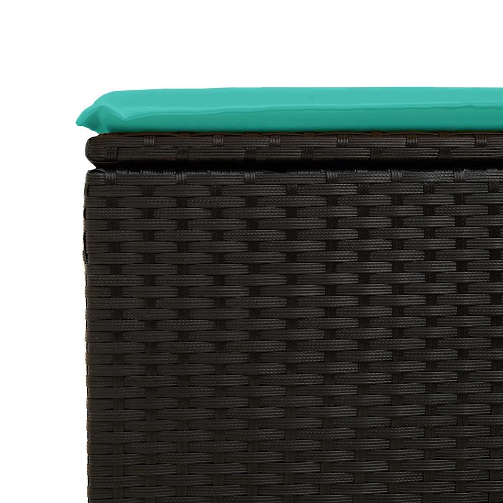 sofasæt til haven 6 dele med hynder polyrattan akacietræ sort