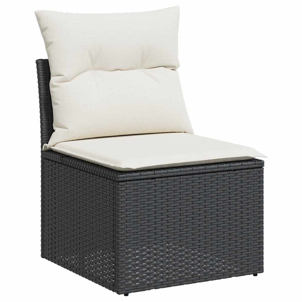 sofasæt til haven 7 dele med hynder polyrattan akacietræ sort
