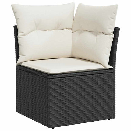 sofasæt til haven 7 dele med hynder polyrattan akacietræ sort