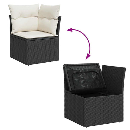 sofasæt til haven 7 dele med hynder polyrattan akacietræ sort