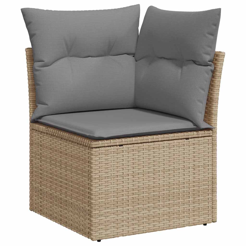 sofasæt til haven 7 dele med hynder polyrattan akacietræ beige
