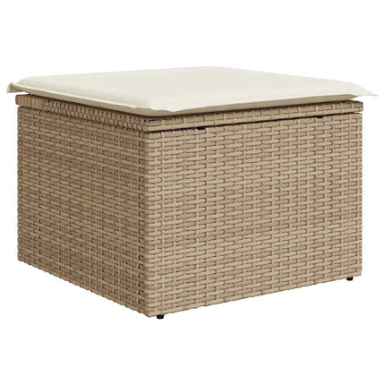sofasæt til haven 7 dele med hynder polyrattan akacietræ beige