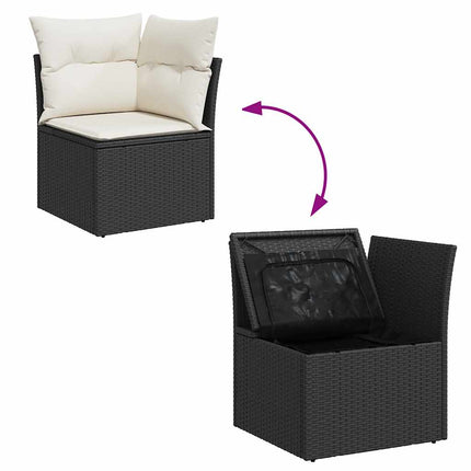 sofasæt til haven 11 dele med hynder polyrattan akacietræ sort