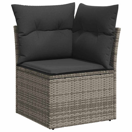 loungesæt til haven 11 dele med hynder polyrattan akacietræ grå