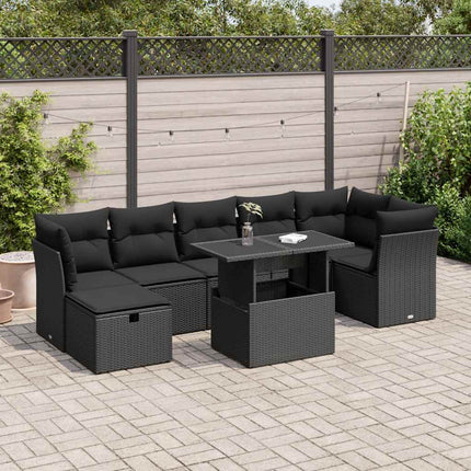 sofasæt til haven 8 dele med hynder polyrattan sort