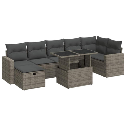 sofasæt til haven 8 dele med hynder polyrattan grå
