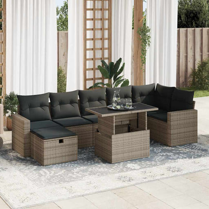 sofasæt til haven 8 dele med hynder polyrattan grå