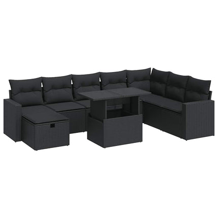 sofasæt til haven 9 dele med hynder polyrattan sort