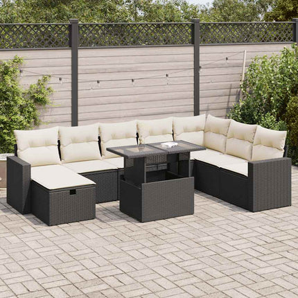 sofasæt til haven 9 dele med hynder polyrattan sort