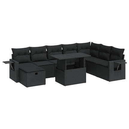 sofasæt til haven 9 dele med hynder polyrattan sort