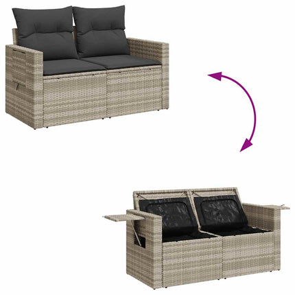 sofasæt til haven 9 dele med hynder polyrattan lysegrå