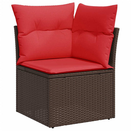 sofasæt til haven 7 dele med hynder polyrattan brun