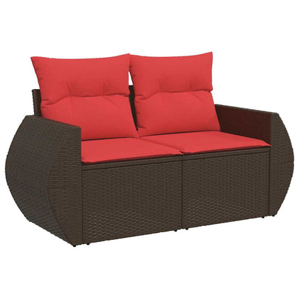 sofasæt til haven 7 dele med hynder polyrattan brun
