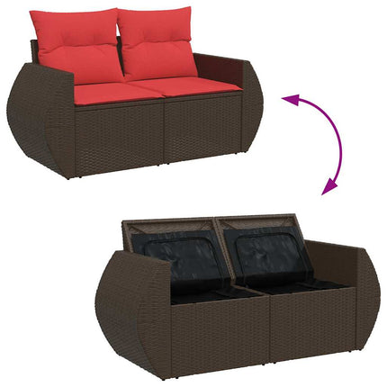 sofasæt til haven 7 dele med hynder polyrattan brun