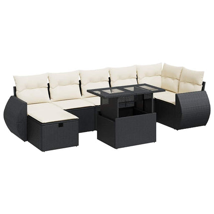 sofasæt til haven 8 dele med hynder polyrattan sort