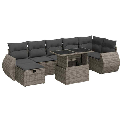sofasæt til haven 8 dele med hynder polyrattan grå