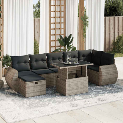 sofasæt til haven 8 dele med hynder polyrattan grå
