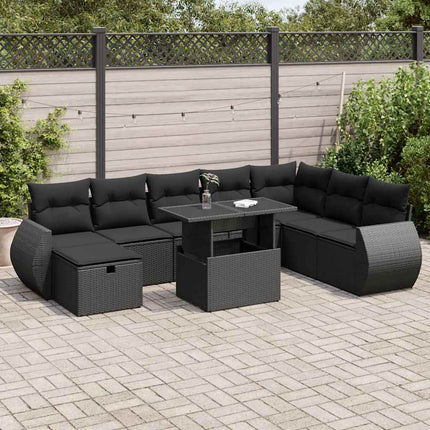 sofasæt til haven 9 dele med hynder polyrattan sort