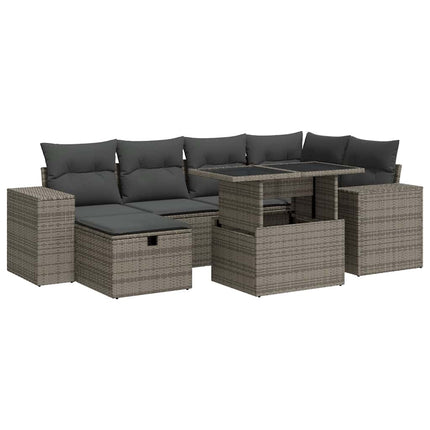 sofasæt til haven 8 dele med hynder polyrattan grå