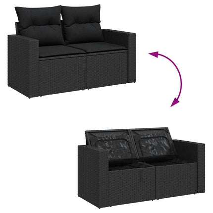 sofasæt til haven 8 dele med hynder polyrattan akacietræ sort