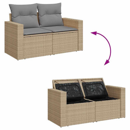 sofasæt til haven 8 dele med hynder polyrattan akacietræ beige