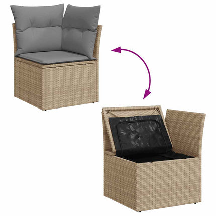 sofasæt til haven 9 dele med hynder polyrattan akacietræ beige