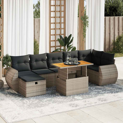 sofasæt 5 dele med hynder polyrattan akacietræ grå