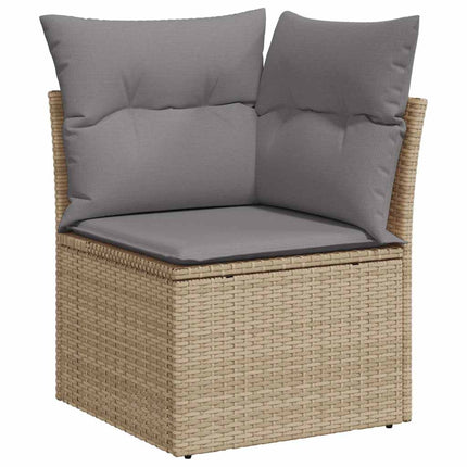 sofasæt til haven 9 dele med hynder polyrattan akacietræ beige